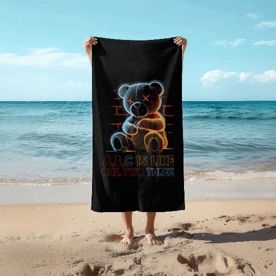 neon teddy bear Beach Towels