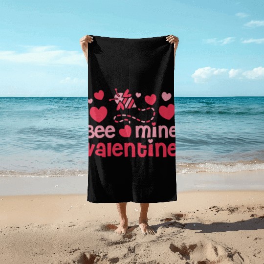 Bee Mine Valentine Beach Towels