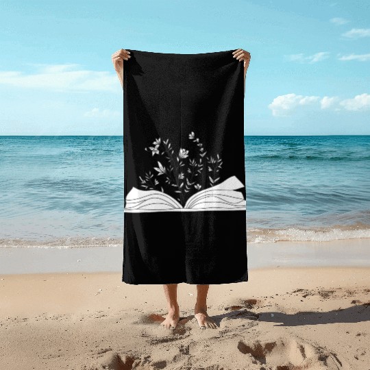 flower book- aesthetic minimal design Beach Towels