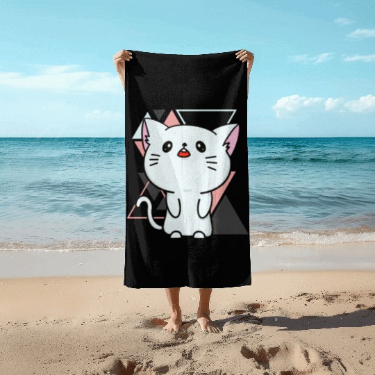 Cute little cat adorable kitty Kittenlove cat mom Beach Towels