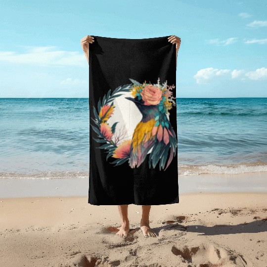 Cute Bird Of Paradise Bird Flower Crown Pet Birds Beach Towels