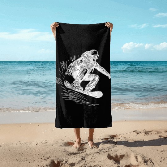 Snowboarding Jump Style Crass Snowboard Move Beach Towels