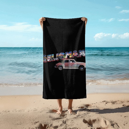 Old car city of Seligman in Arizonna, US Route 66 Beach Towels