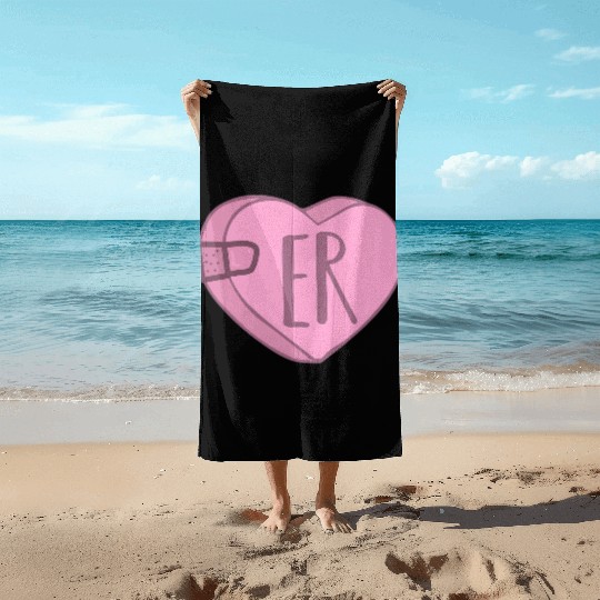 Cute ER Nurse Candy Heart for Valentines Day Scrub Beach Towels