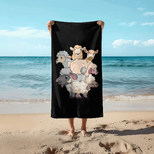 Cute Lamb Farm Animal Lover Farmer Sheep Beach Towels