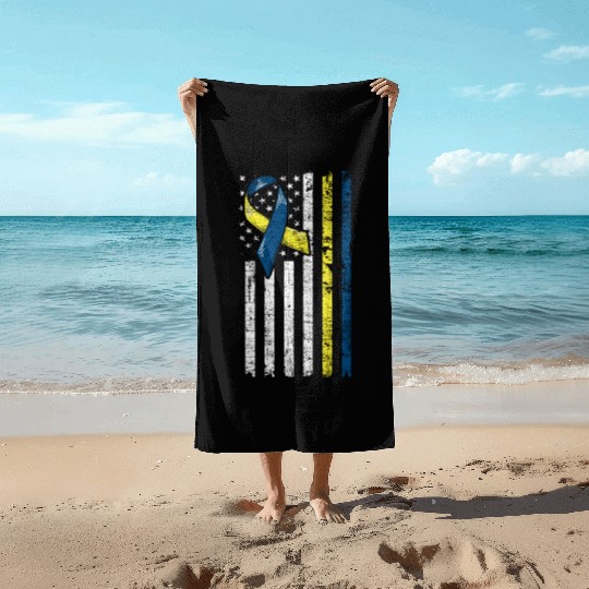 Down Syndrome Usa Grunge Beach Towels