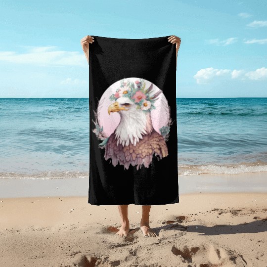 Birds Of Prey Bald Eagle Flower Crown Floral Birdi Beach Towels