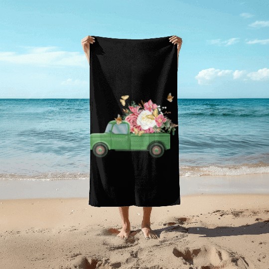 Truck Flower Sublimation Beach Towels