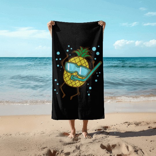 Pineapple dives Tropical sweet Fruit Beach Towels