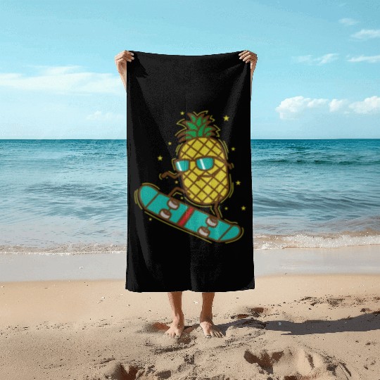 Pineapple rides Skateboard sweet Fruit Beach Towels