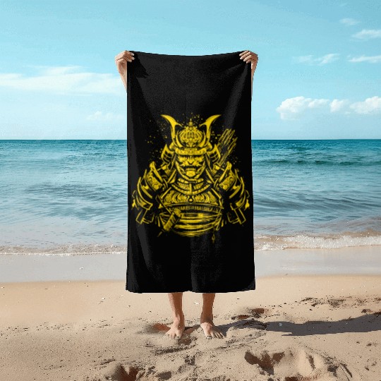 Samurai Warrior Beach Towels
