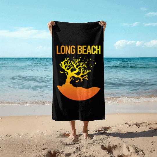 Neon Tree Art Long Beach 70s Beach Towels
