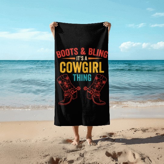 Boots & bling. it's a cowgirl thing Beach Towels