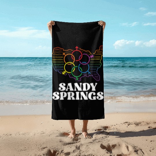 Sandy Springs Pride Flag Pride Month LGBTQ Flag Beach Towels