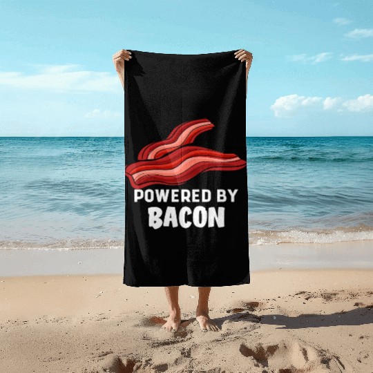 Funny Saying Powered By Bacon Pig Farmer Humorous Beach Towels