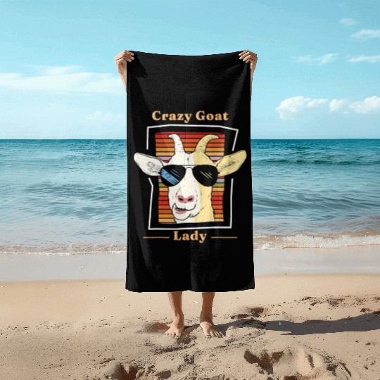 Crazy Goat Lady Goat Lover Beach Towels