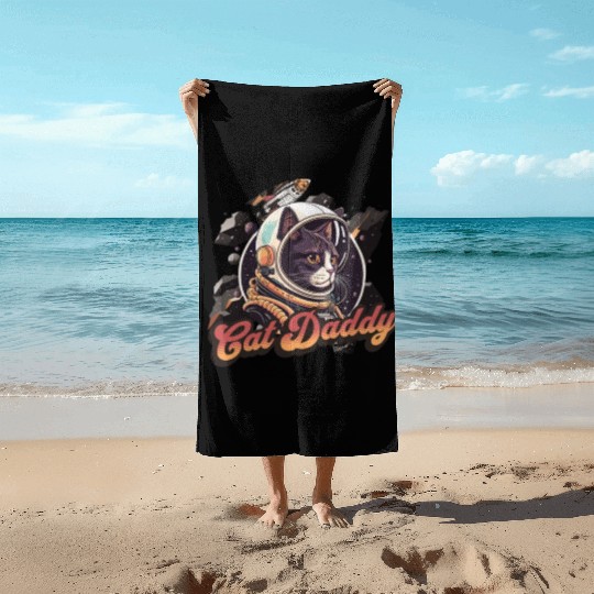 Astrocat Retro graphic Cat Daddy Vintage Eighties Beach Towels