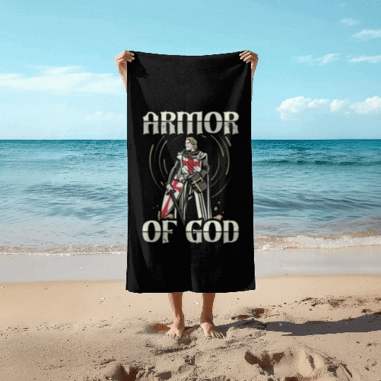 Armor of God Templar Knight Christian Faith Jesus Beach Towels