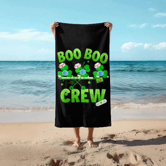 Boo Boo Crew Nurse St Patricks Day Shamrock Beach Towels