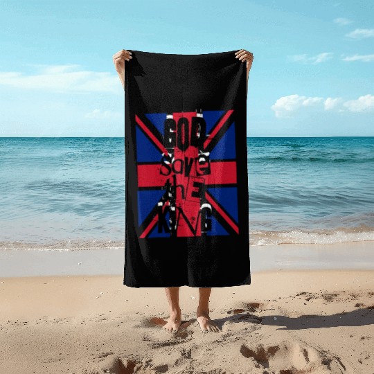 God Save The King Charles British Royal Punk Beach Towels