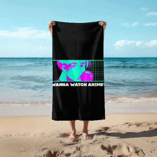 Wanna Watch Anime Kawaii Japanese Cute Japan Anime Beach Towels