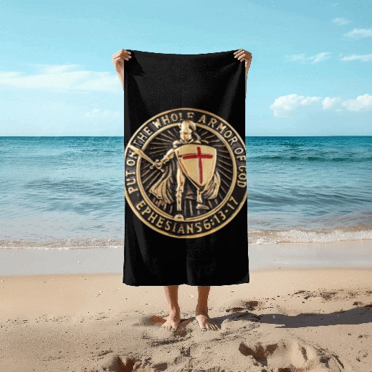 Armor Of God Christian Knight Beach Towels