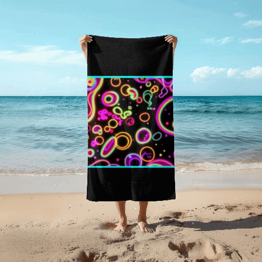 Colorful Circle Neon Patterns Art Design Beach Towels