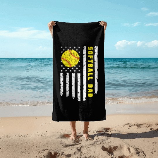 Softball Dad fathers day Beach Towels