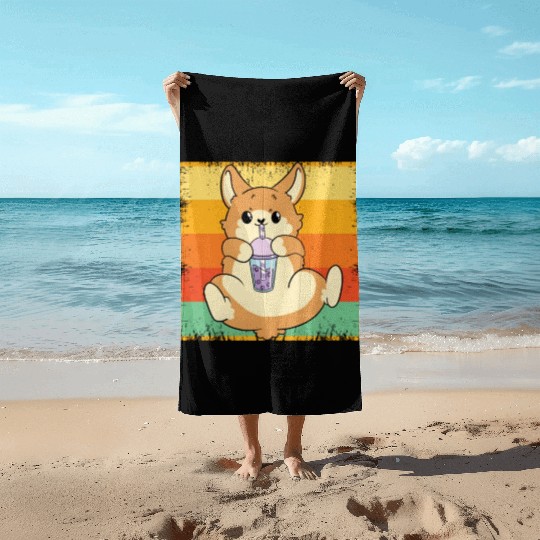 Bubble Tea Lover Boba Tea Drinker Dog Owner Beach Towels