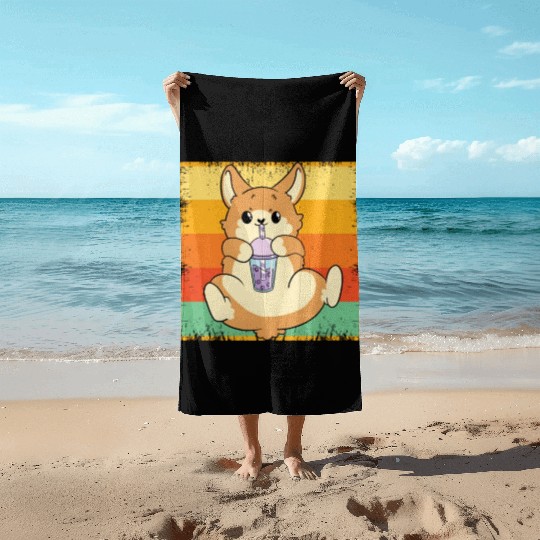 Bubble Tea Lover Boba Tea Drinker Dog Owner Beach Towels