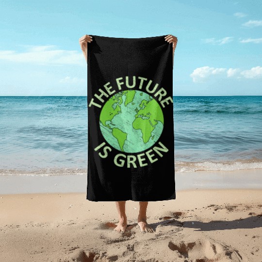 Earth Day 2022 Future Is Green Energy Save Beach Towels