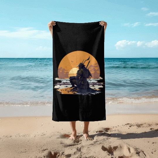 Samurai Sunrise Beach Towels