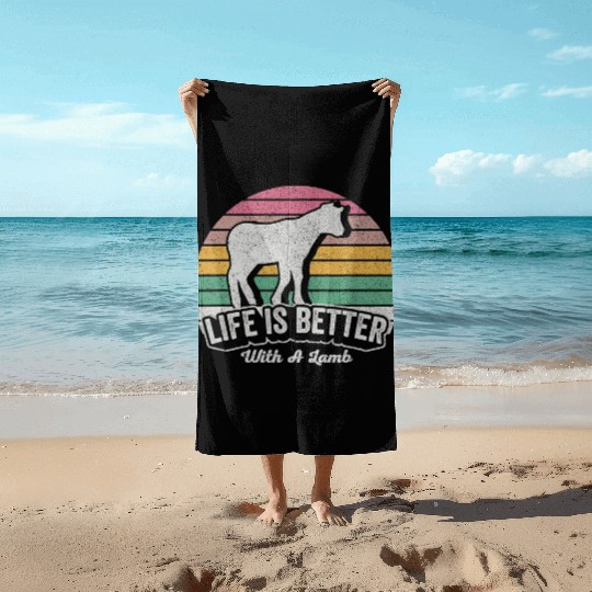 Funny Lamb Vintage Retro Life Is Better With Beach Towels