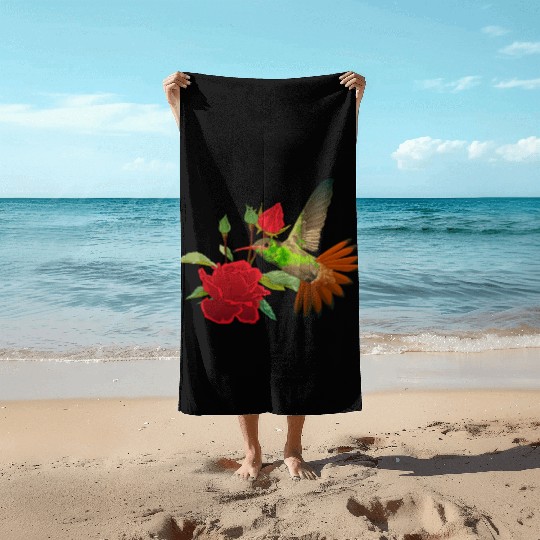 Hummingbird With Flower Beach Towels