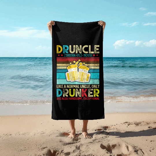 Druncle Defintion Beer Lover Uncle Retro Vintage Beach Towels