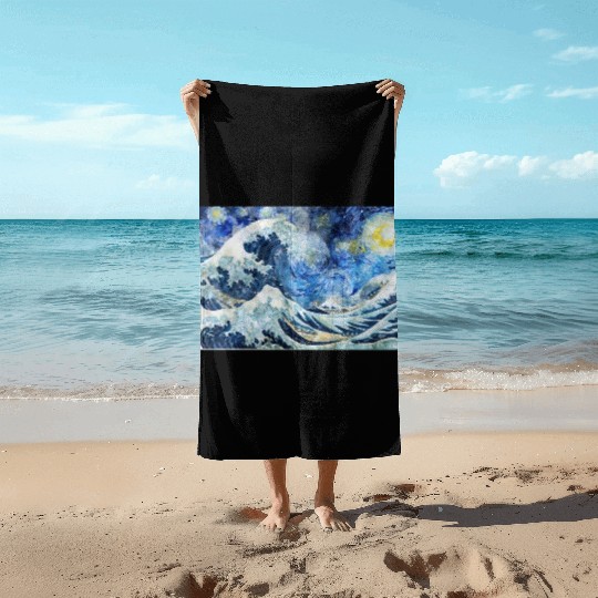 Great Wave During a Starry Night Click on Artist Beach Towels