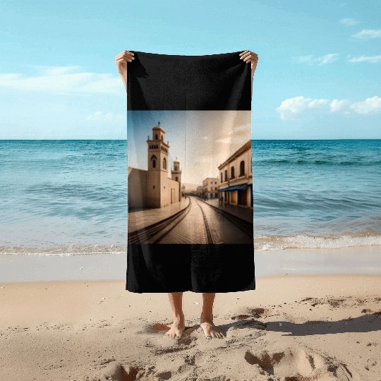 Fantasy pictures ,town Morocco ,city Larache Beach Towels