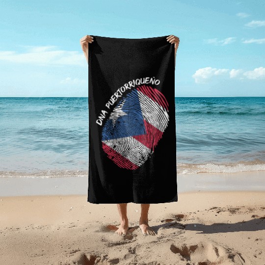 Puerto Rico Flag Fingerprint For Boricua Usa Fans Beach Towels