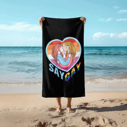 Say Gay Lesbian Couple Beach Towels