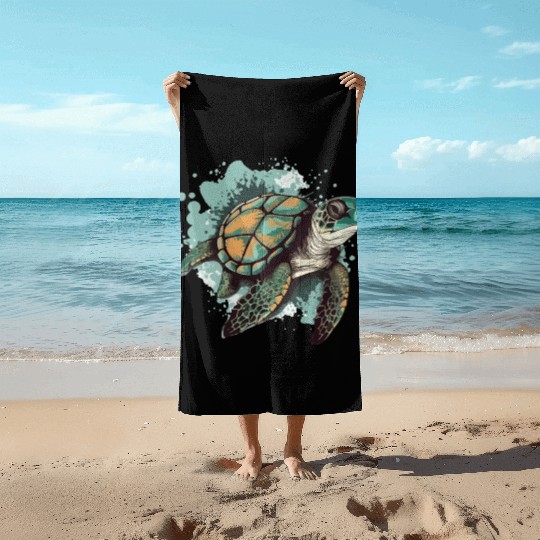 The sea turtle Beach Towels