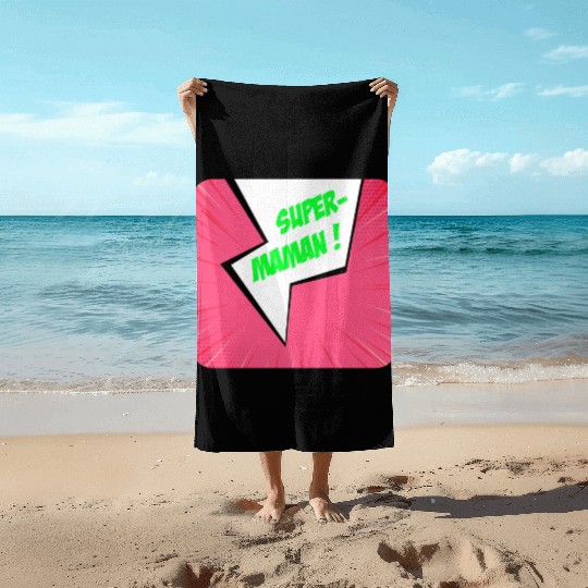 Super-mom super-hero. Best mom Mother's day Comics Beach Towels