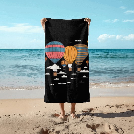 Soaring Above: Hot Air Balloon Adventures. Beach Towels
