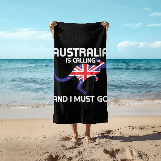 Australia Is Calling And I Must Go Kangaroo Austra Beach Towels