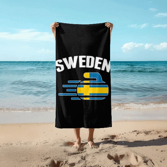 Sweden Curling Rock Sport Fans Swedish Curlers Win Beach Towels