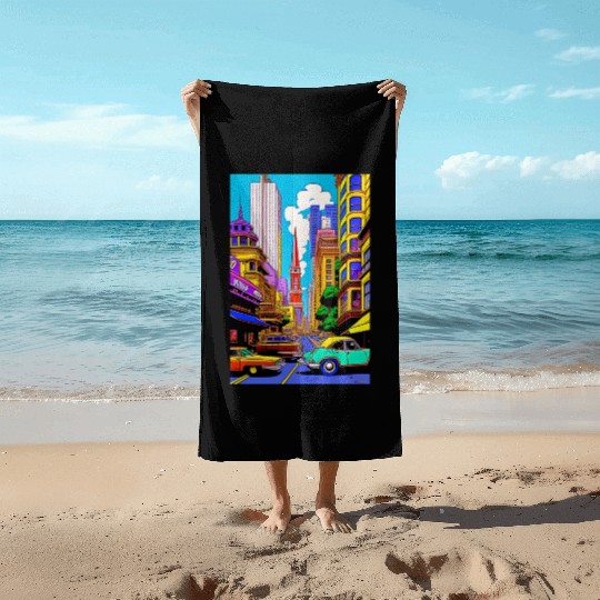"Maximalist Chaos: chaotic stunning San Francisco Beach Towels