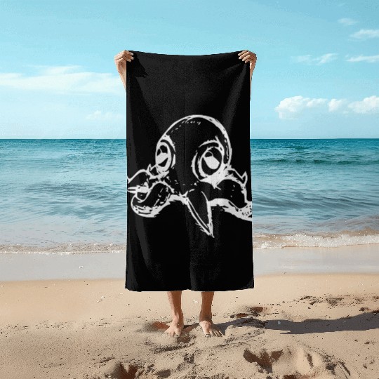 octopus ocean waves Beach Towels