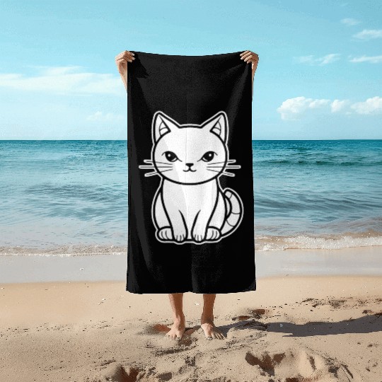 Cat Kitten Feline Meow Beach Towels