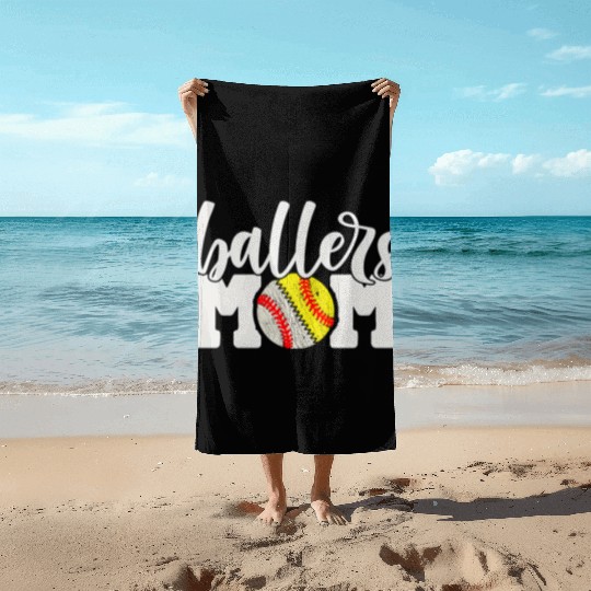 Ballers Mom Baseball Softball Cheer Mother Beach Towels