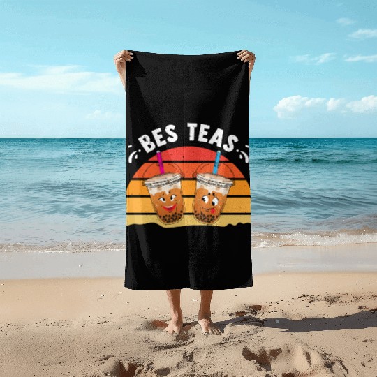 Bes Teas Funny Matching Friends Bubble Tea Lover Beach Towels