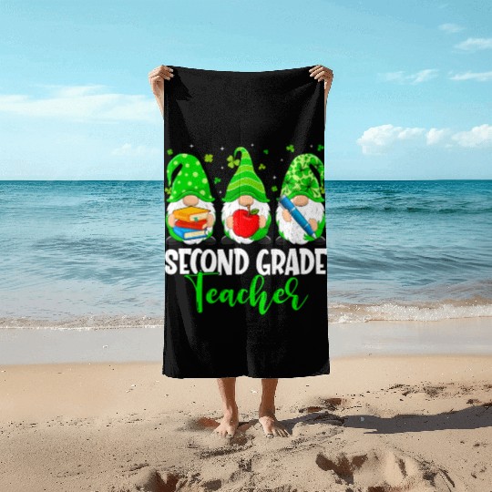 Gnomes 2Nd Grade Teacher Squad St Patricks Day Sch Beach Towels